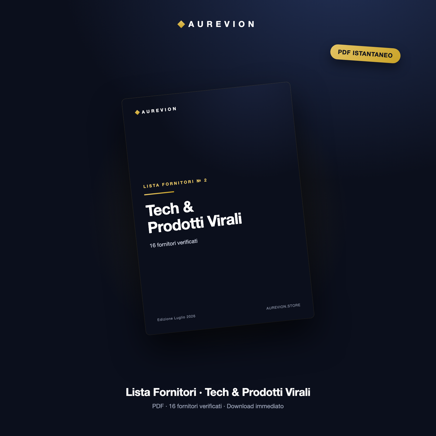 Lista Fornitori Tech & Prodotti Virali — PDF Aurevion